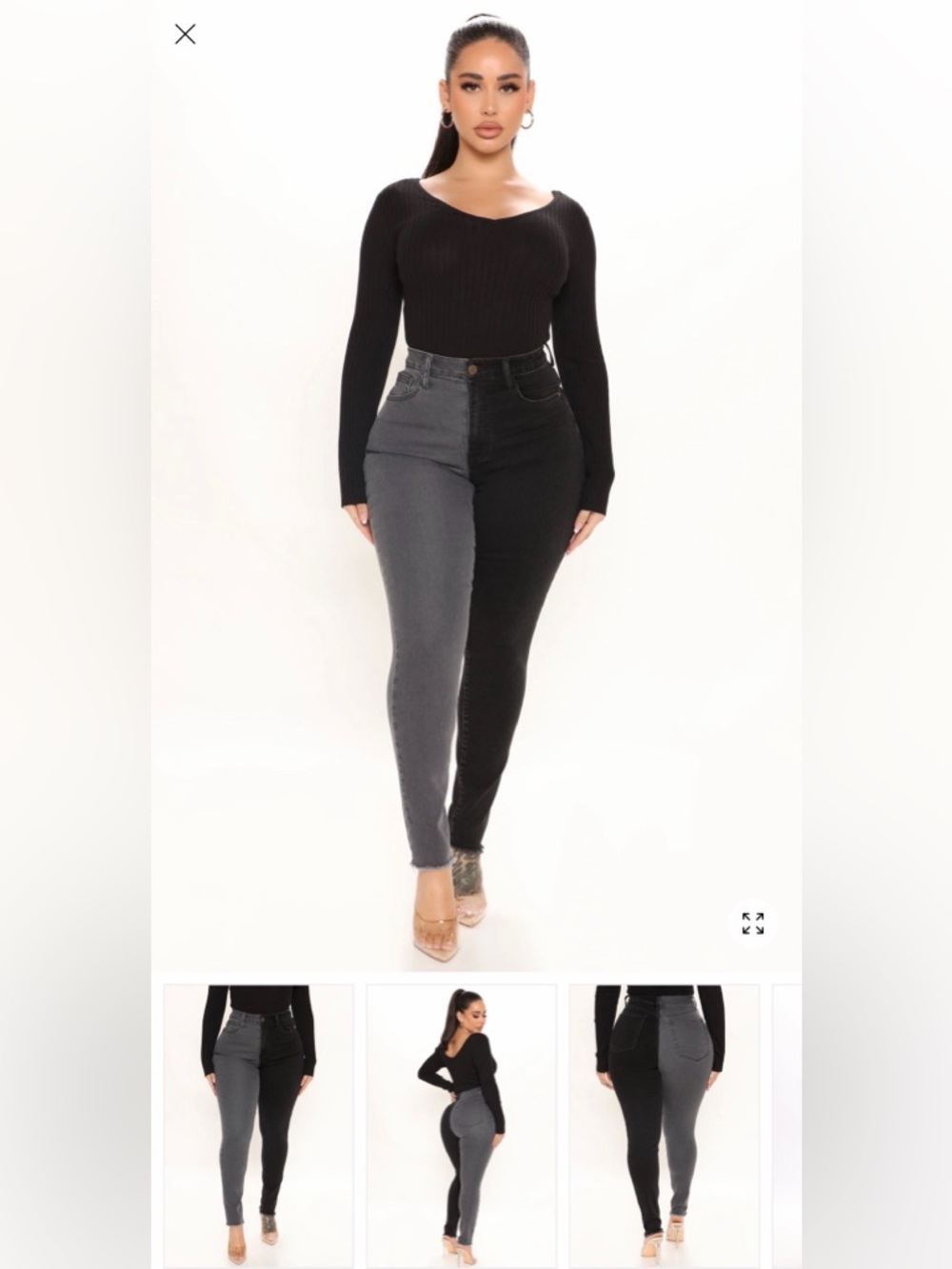 Fashion Nova High Rise Black and Gray Jeans